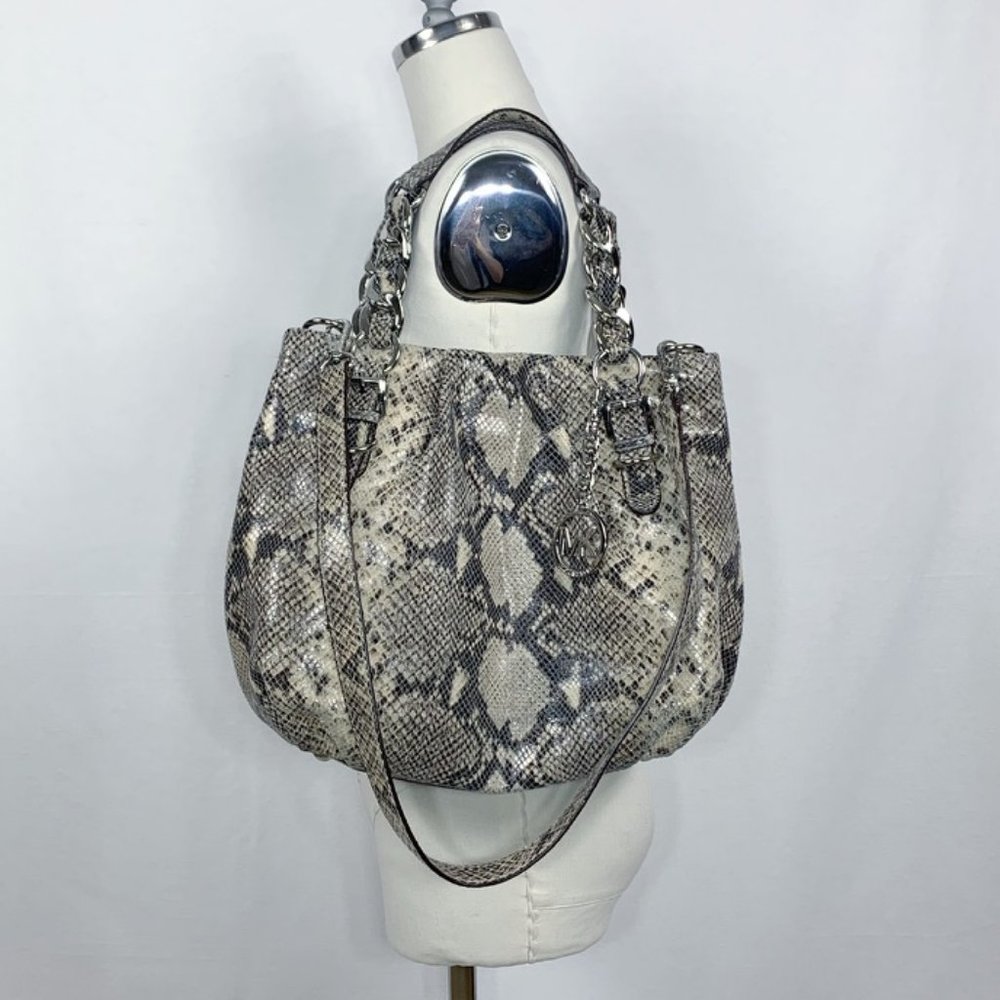 Michael Kors Colette Python Embossed Leather Bag - Picture 2 of 14